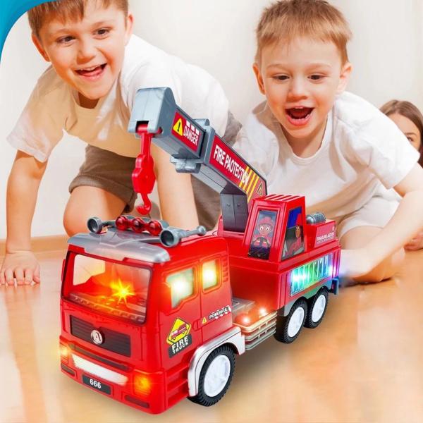 Imagem de Caminhão De Bombeiro Brinquedo Para Crianças Com Som E Luzes Educativo