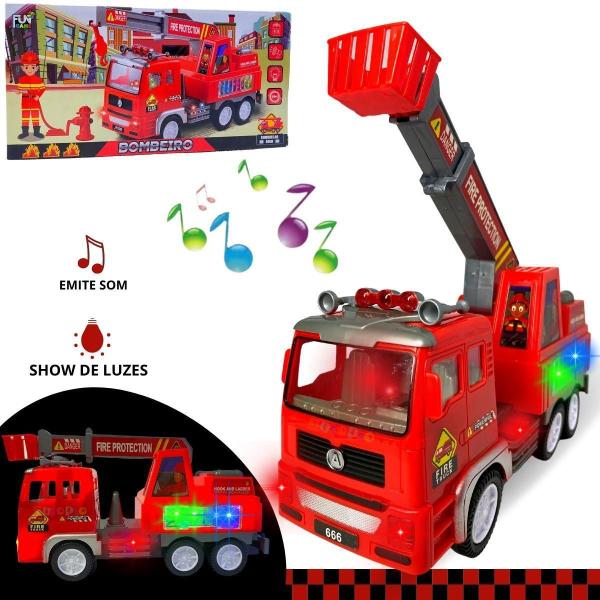Caminhão De Bombeiro Brinquedo Realista C Som Luz Bate Volta - Fun Game Imagem de Caminhão De Bombeiro Brinquedo Realista C Som Luz Bate Volta