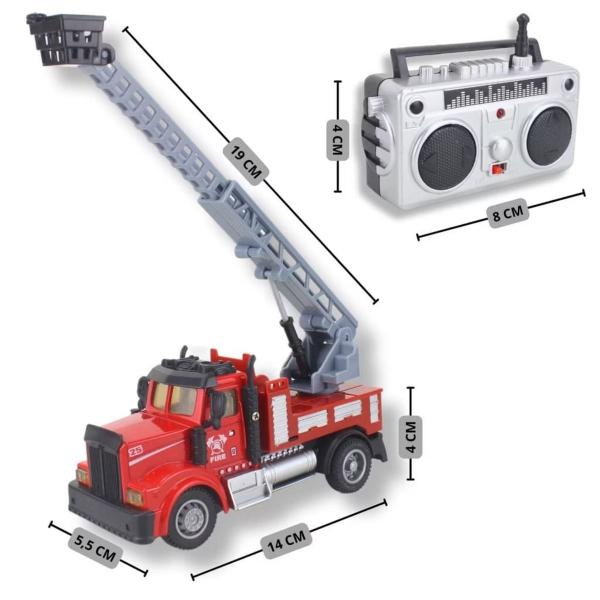 Imagem de Caminhão de Bombeiro Fire Truck com Controle Remoto e Luzes LED  Brinquedo Escala 1:64