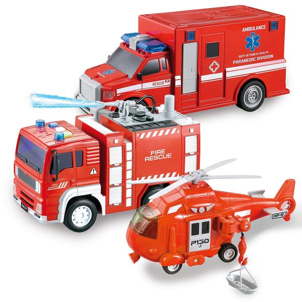 Imagem de Caminhão de bombeiros de brinquedo JOYIN Toddler Fire Engine com luzes e sons