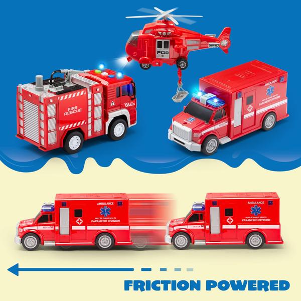 Imagem de Caminhão de bombeiros de brinquedo JOYIN Toddler Fire Engine com luzes e sons