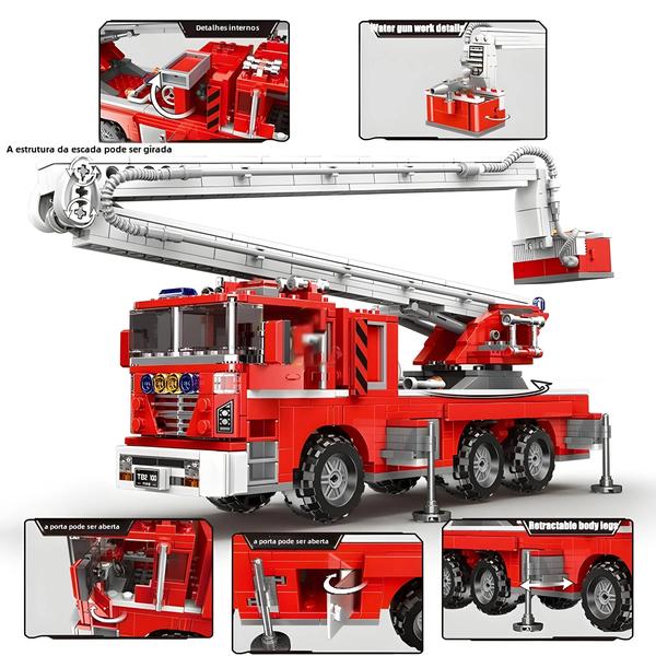 Imagem de Caminhão de Bombeiros e Polícia - Blocos de Construção para Crianças - Cidade Técnica