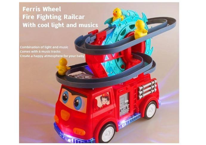 Caminhão De Bombeiros Elétrico Universal Para Crianças Roda Gigante De Pato Deslizante/Andar De Brinquedo De Música Leve - Toy Imagem de Caminhão De Bombeiros Elétrico Universal Para Crianças Roda Gigante De Pato Deslizante/Andar De Brinquedo De Música Leve