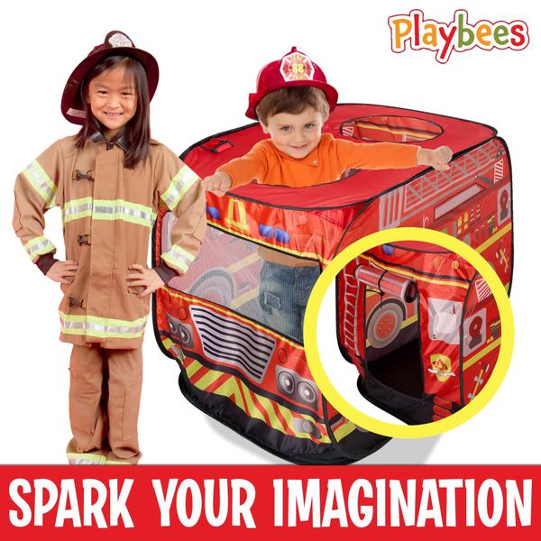 Imagem de Caminhão de bombeiros musical Pop Up Play Tent Playbees para crianças a partir de 2 anos