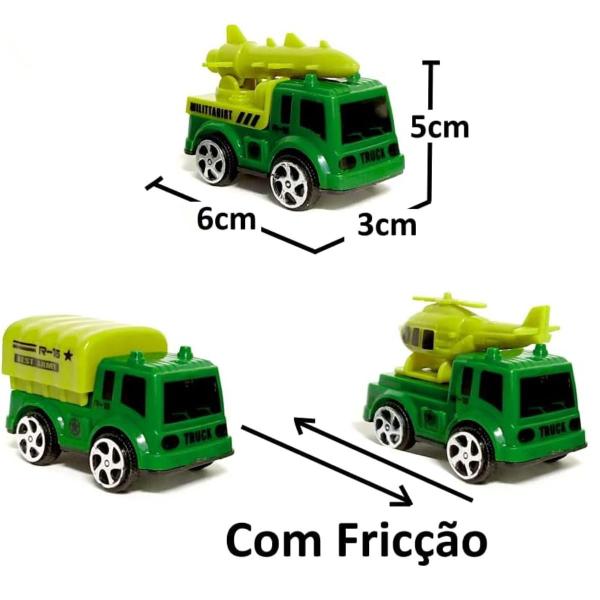 Imagem de Caminhão de Brinquedo Baby Fricção Kit Militar com 6 Carrinhos