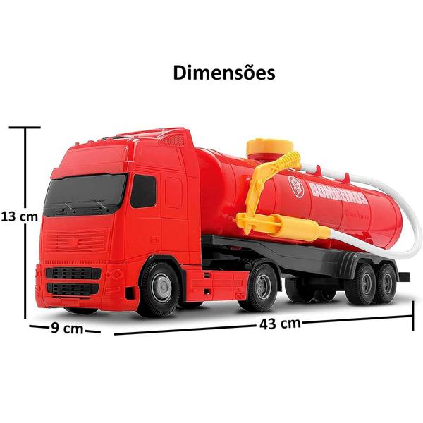 Imagem de Caminhão de Brinquedo Bombeiros Tanque com Àgua e Capacete