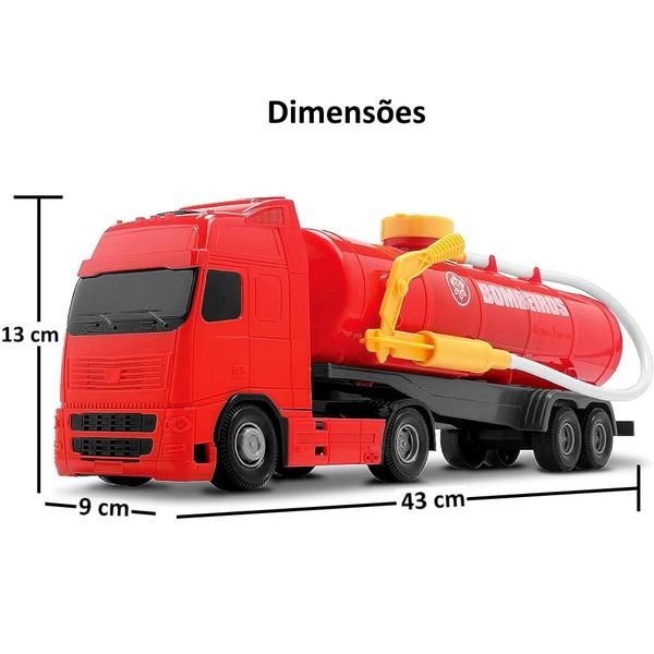Imagem de Caminhão de Brinquedo Bombeiros Tanque com Agua e Mangueira