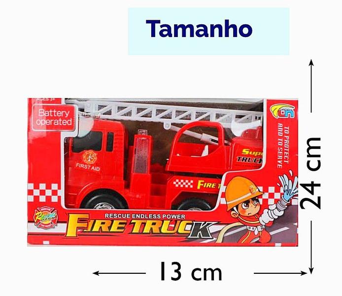 Imagem de Caminhão de Brinquedo Infantil Carro De Bombeiros Com Som Sirene Luzes Movimentos Bate e Volta