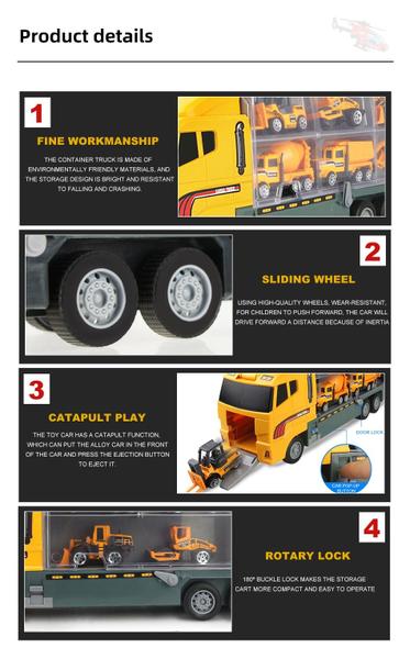Caminhão de brinquedo Wokex Big Truck e 6 Mini Alloy Diecast Car 1:64 Imagem de Caminhão de brinquedo Wokex Big Truck e 6 Mini Alloy Diecast Car 1:64