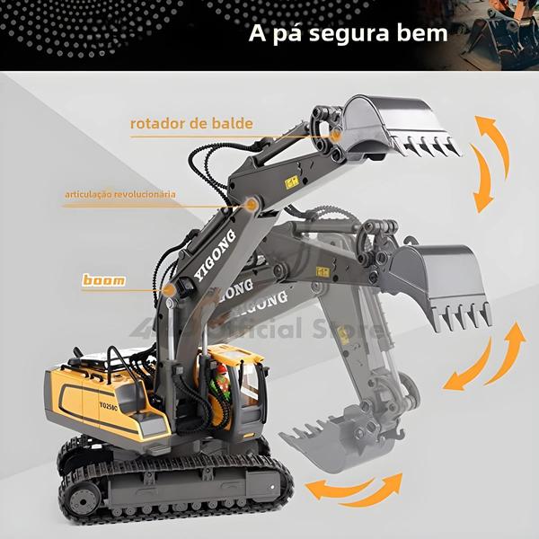 Imagem de Caminhão de Construção RC 4WD para Crianças - Escavadeira, Caminhão Basculante e Bulldozer