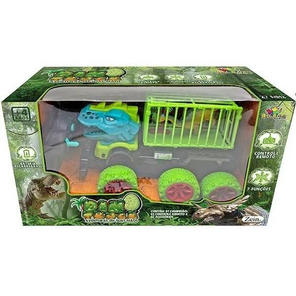 Imagem de Caminhao Dino TRUCK Controle Remoto 7 Funçoes Recarregavel ART BRINK Verde