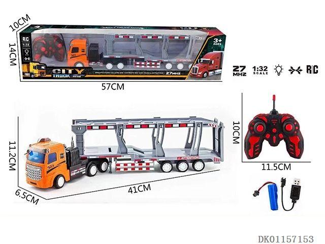 Imagem de Caminhão Elétrico Carreta Cegonha Laranja c/ Controle Remoto