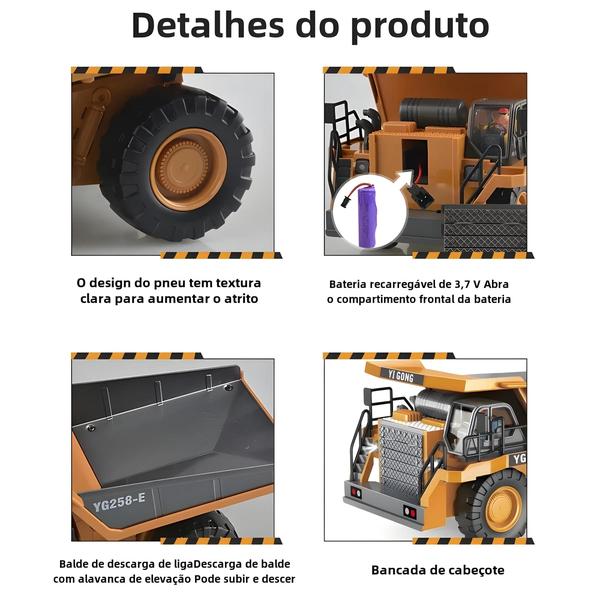 Imagem de Caminhão, Escavadeira e Empilhadeira RC 1:24 - Controle Remoto Resistente