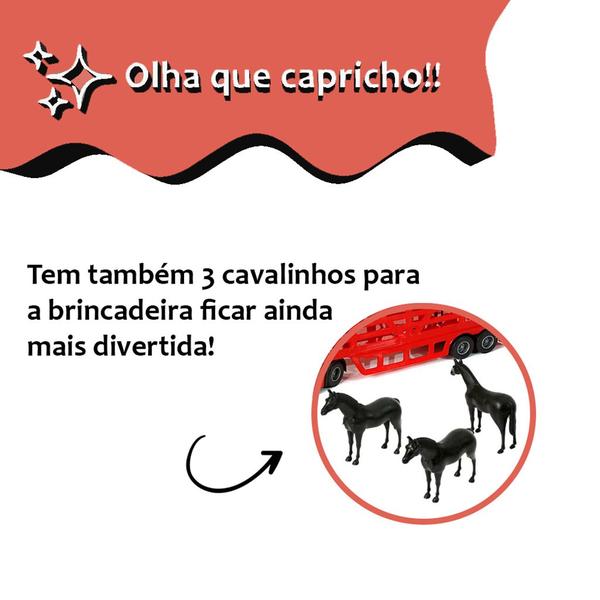 Caminhão Grande Haras Pollux C/ 4 Cavalos - 60cm - Silmar Imagem de Caminhão Grande Haras Pollux C/ 4 Cavalos - 60cm - Silmar