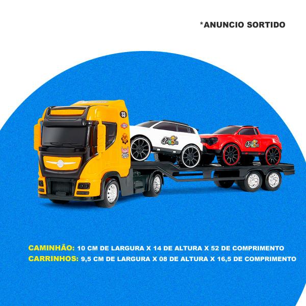 Imagem de Caminhão Guincho Grande Carreta c/ 2 Carrinhos Brinquedo Infantil