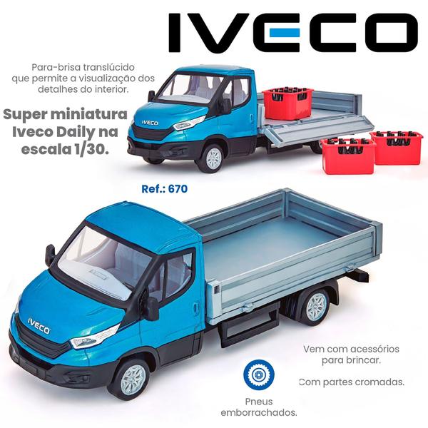 Imagem de Caminhão Iveco Daily Com Pneus Emborrachados E Acessórios Carga De Engradados Usual Brinquedos