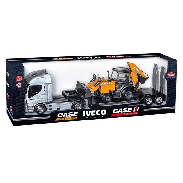 Imagem de Caminhão Iveco Infantil Com Trator Retroescavadeira Case - Usual Brinquedos