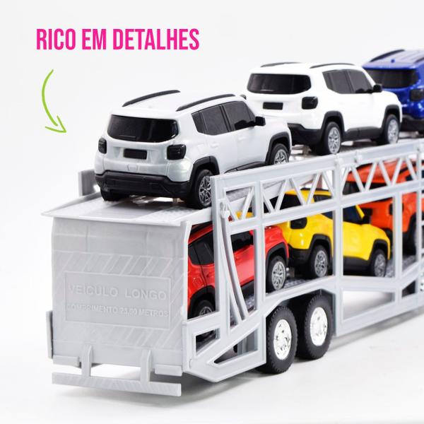 Imagem de Caminhão Iveco S-Way Miniatura Cegonha Jeep Infantil Criança Coleção Carrinhos Brinquedo Resistente