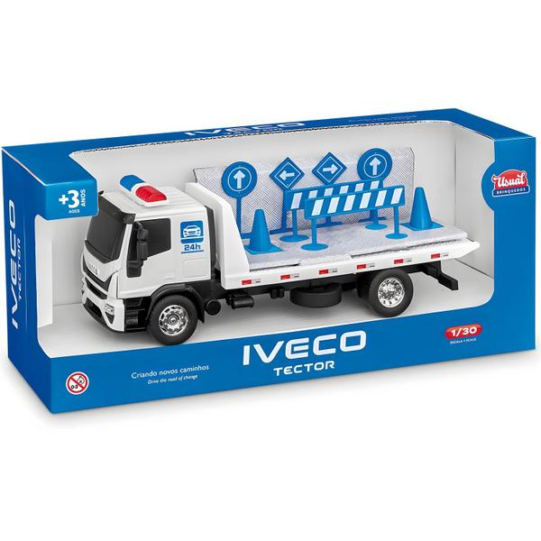 Imagem de Caminhão Iveco Tector Guincho Plataforma Miniatura Escala 1:30 Usual Brinquedos