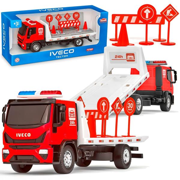 Imagem de Caminhão Iveco Tector Guincho Plataforma Miniatura Escala 1:30 Usual Brinquedos