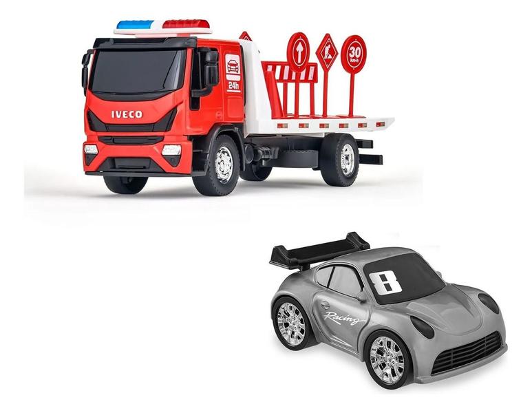 Imagem de Caminhão Miniatura Iveco Tector Guincho C/ Carrinho Turbo