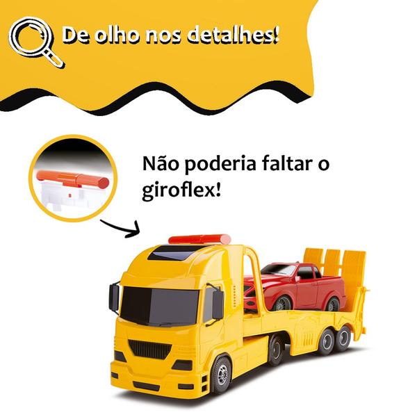 Imagem de Caminhão Plataforma Resgate Guincho Pollux + 01 Carrinho e 3 Cones - Silmar