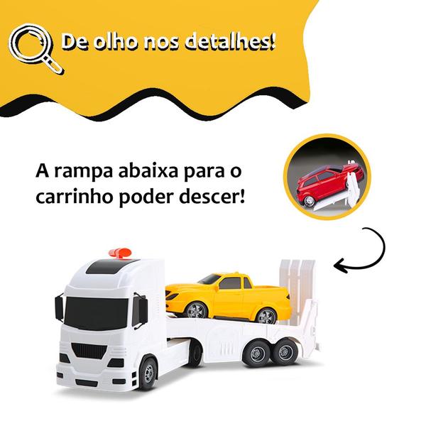 Imagem de Caminhão Plataforma Resgate Guincho Pollux + 01 Carrinho e 3 Cones - Silmar