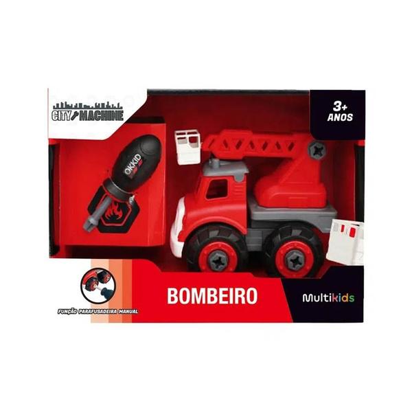 Imagem de Caminhão Roda Livre - City Machine - Bombeiro - 16 peças - Multikids