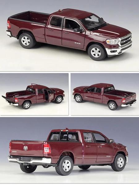 Imagem de Caminhonete Coleção Miniatura Dodge Ram Vinho Metal Welly 1:24