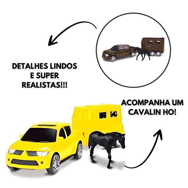 Imagem de Camionete Pick-up RX L200 Com Trailer Caretinha e Cavalo - Roma Brinquedos