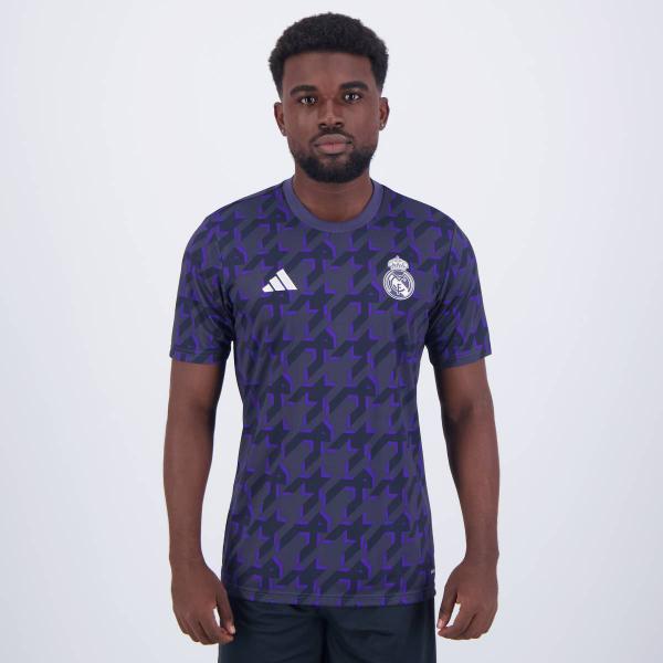 Imagem de Camisa Adidas Real Madrid Pré Jogo Cinza e Roxo