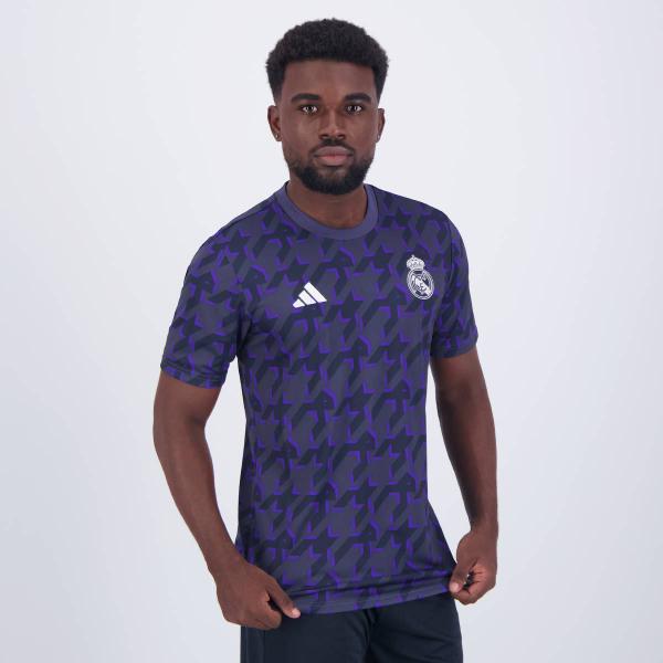 Imagem de Camisa Adidas Real Madrid Pré Jogo Cinza e Roxo