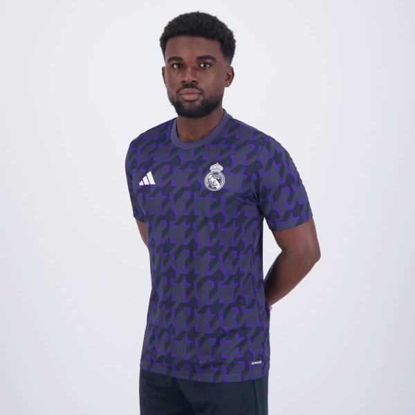 Imagem de Camisa Adidas Real Madrid Pré Jogo Cinza e Roxo