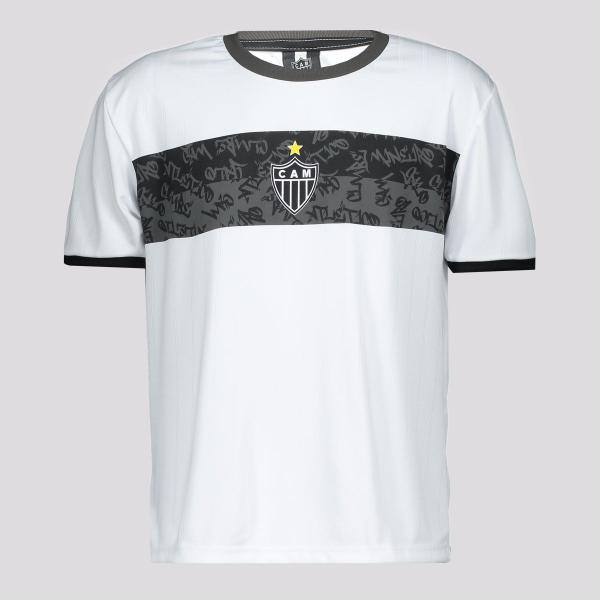 Imagem de Camisa Atlético Mineiro Stencil Juvenil Branca e Preta