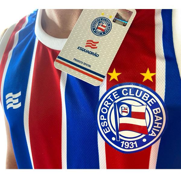 Imagem de Camisa Bahia Regata Machão Azul Listrada Oficial Esquadrão