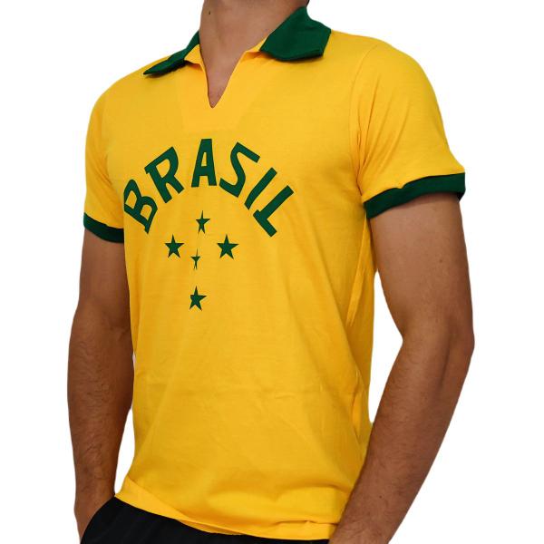 Imagem de Camisa Brasil Polo Retro Olímpica Algodão - Masculino