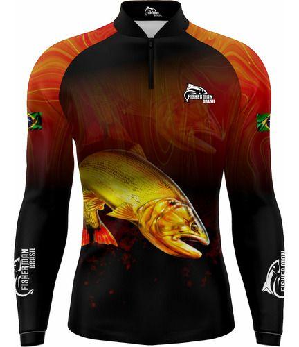 Imagem de Camisa Camiseta Blusa De Pesca Com Proteçao Uv50+ Dourado