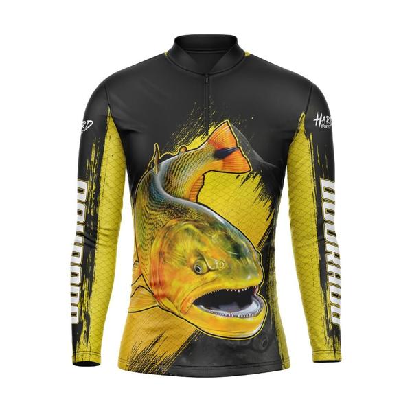 Imagem de Camisa Camiseta Blusa De Pesca Proteção Uv50 Dourado