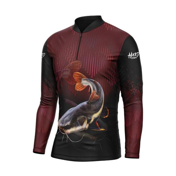 Imagem de Camisa Camiseta Blusa De Pesca Proteção Uv50 Pirarara Marsala