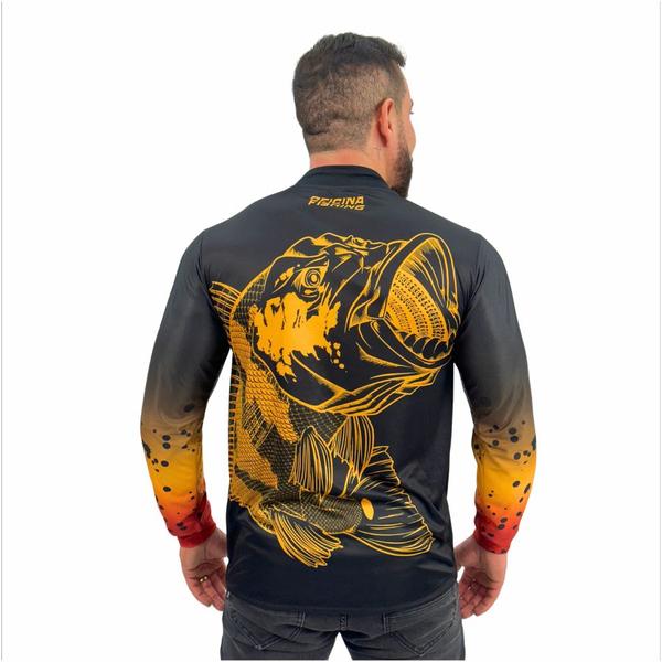 Imagem de Camisa Camiseta de Pesca Masculina Blusa Tucunare com Proteção Solar UV50+ Manga Longa com Zíper