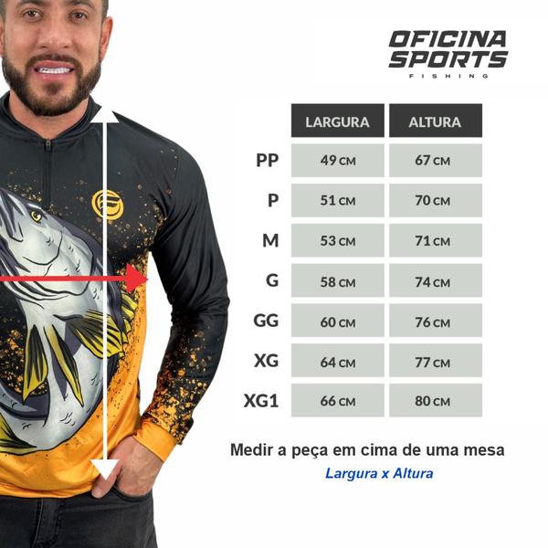 Imagem de Camisa Camiseta de Pesca Masculina Com Proteção Uv Peixe Robalo com Zíper