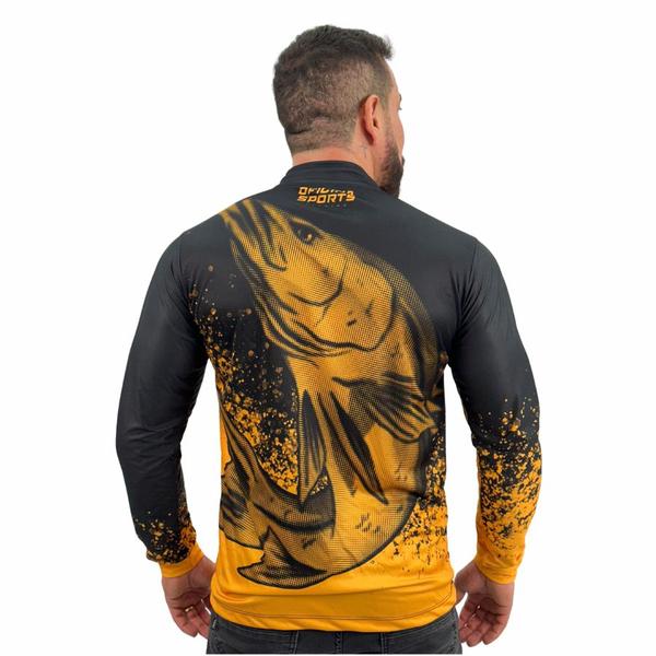 Imagem de Camisa Camiseta de Pesca Masculina Com Proteção Uv Peixe Robalo com Zíper