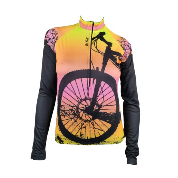 Imagem de Camisa Ciclismo Feminina Be Fast Manga Longa Roda Bike Mtb