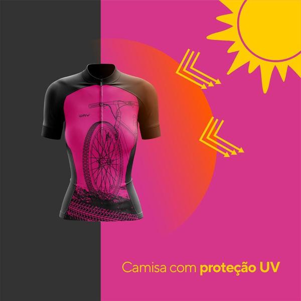 Imagem de Camisa Ciclismo Feminina Bike Pro Slim Proteção Solar Ciclistas