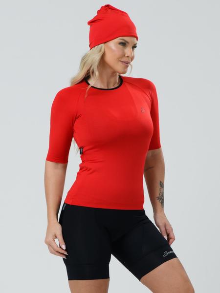 Camisa Ciclismo Feminina Fit Pro Vermelha Savancini (4316) Imagem de Camisa Ciclismo Feminina Fit Pro Vermelha Savancini (4316)