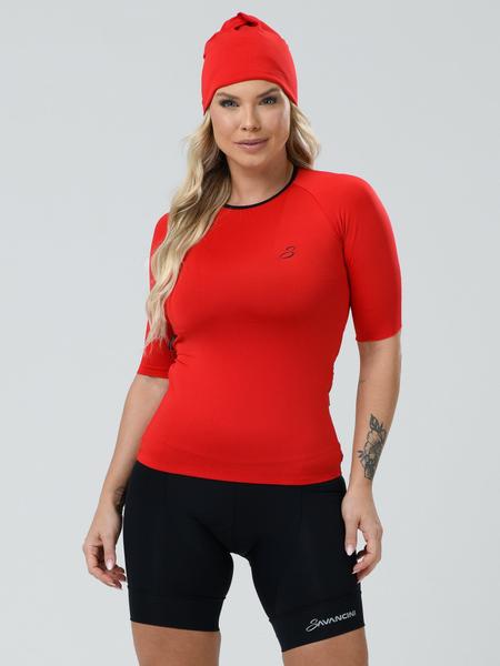 Camisa Ciclismo Feminina Fit Pro Vermelha Savancini (4316) Imagem de Camisa Ciclismo Feminina Fit Pro Vermelha Savancini (4316)