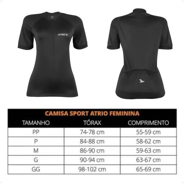 Imagem de Camisa Ciclismo Feminina Preta Tamanho G Zíper Dryfit Proteção UV30+ Corrida Treino Academia Musculação Atrio VB029