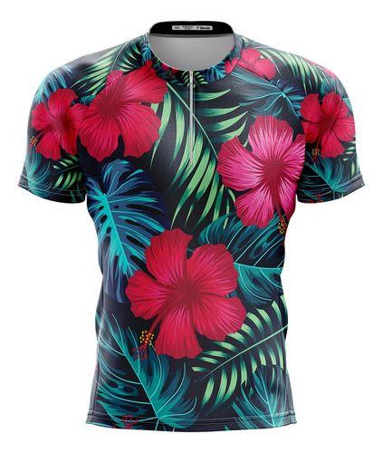 Imagem de Camisa Ciclismo Floral Tropical Curta Dry Fit Bike Mtb