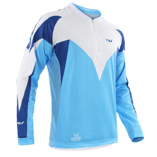 Imagem de Camisa Ciclismo Manga Longa Ultra Bikes Max Dry Azul/Branco Tamanho M