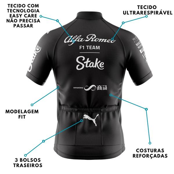 Imagem de Camisa Ciclismo Masculina Alfa Romeo F1 Com Bolsos UV 50+